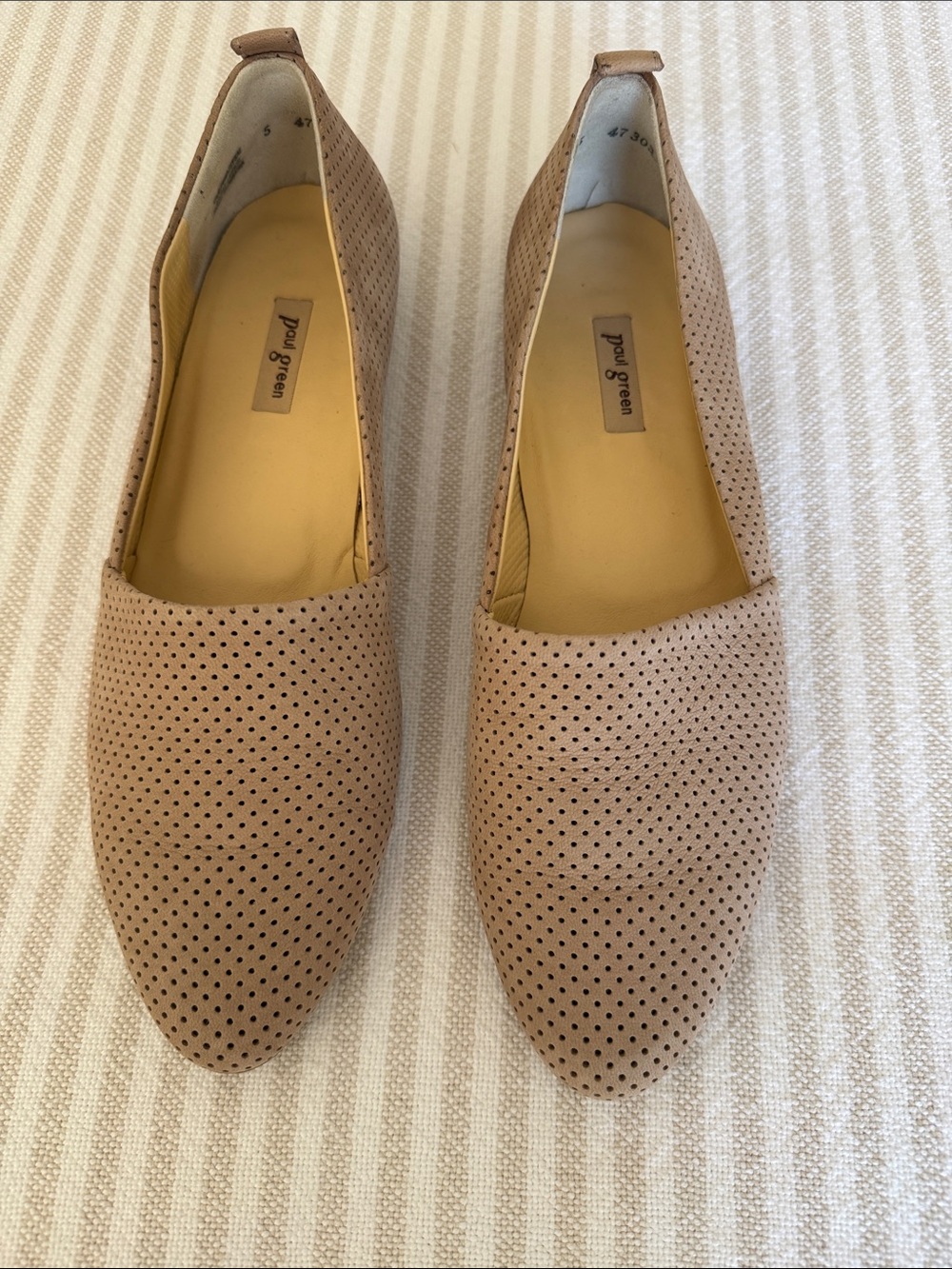 Paul Green Perforated Nude/Tan Slip-On Flats